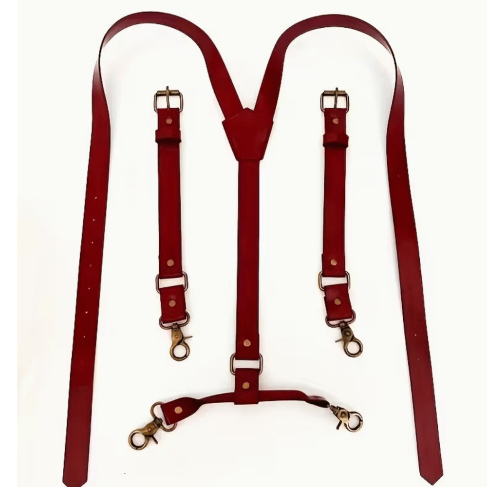 NEW ! Boho Brown Red Vegan Suspenders